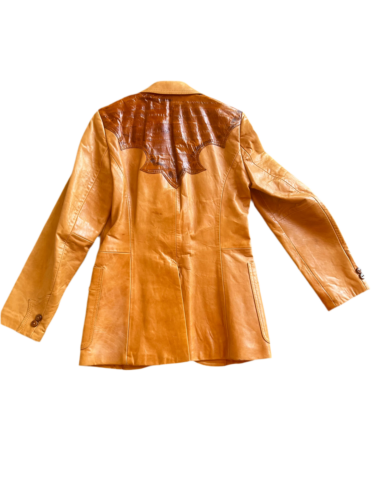 Vintage Pioneer Wear Eel Skin Leather Blazer Sz 8