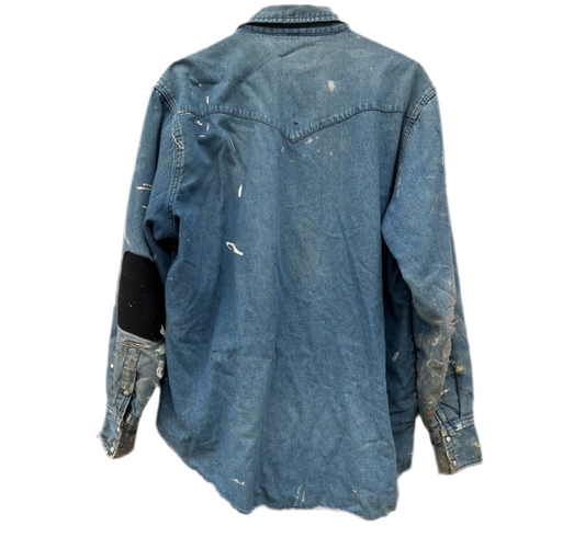 Vintage Wrangler Ranch Work Wear Distressed Snap