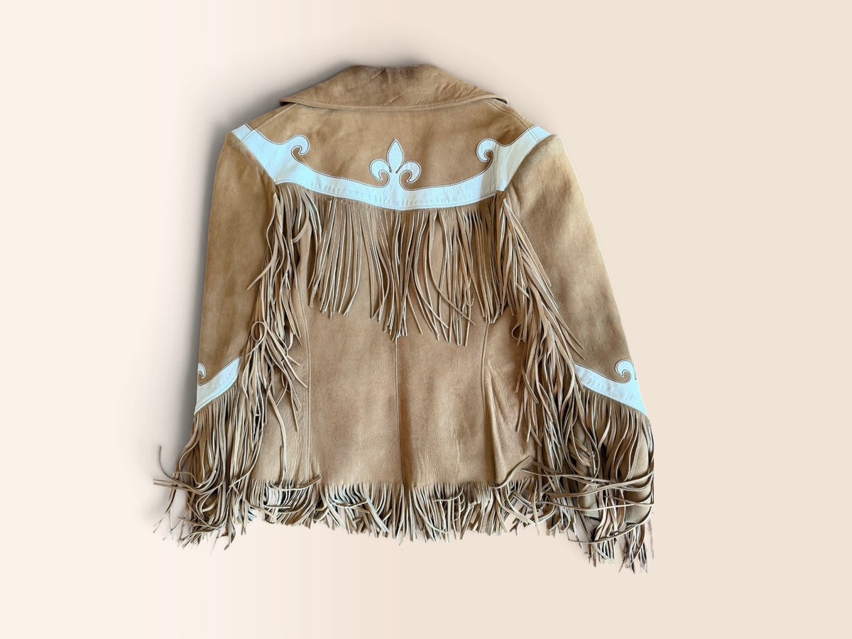 Vintage Hand-Stitched Suede Cowgirl Fringe Jacket