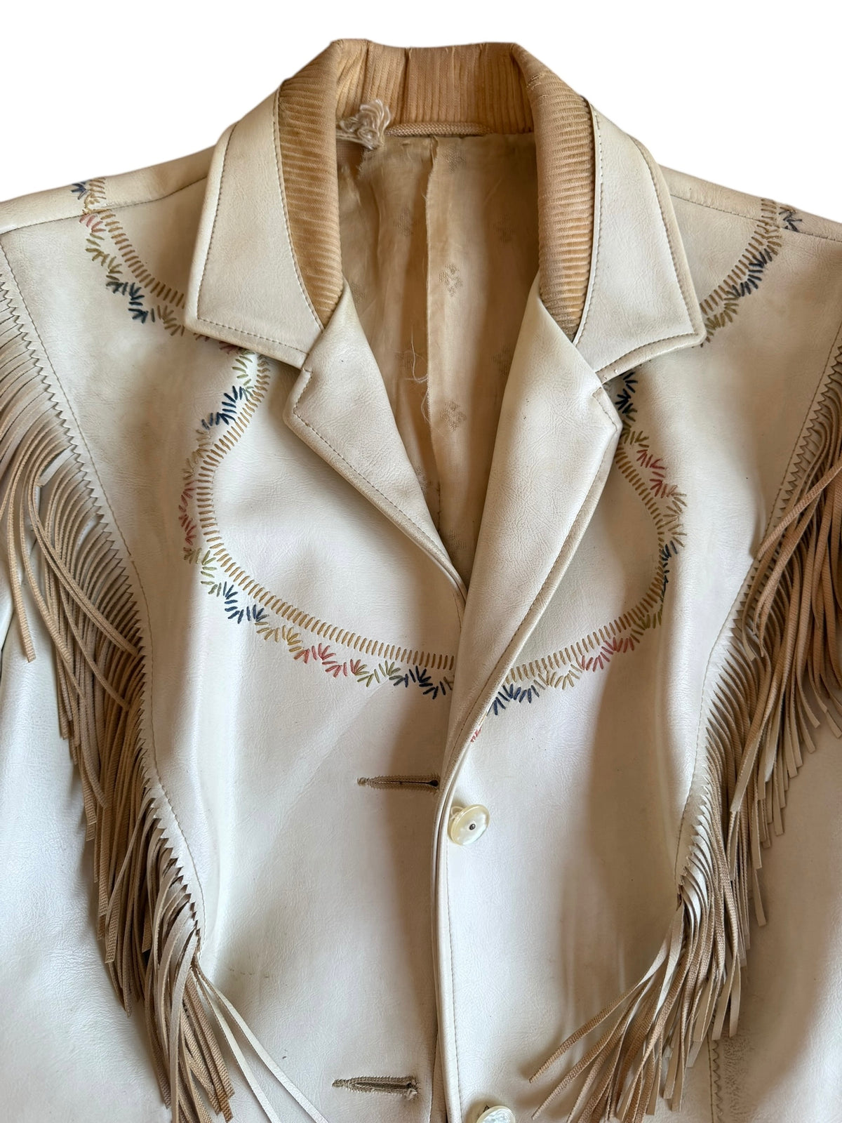 Vintage Ivory Pioneer 70s Fringe Western Jacket