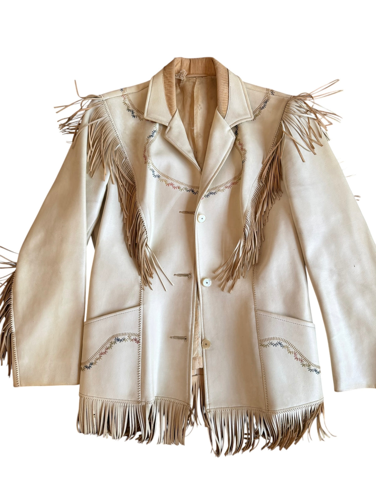 Vintage Ivory Pioneer 70s Fringe Western Jacket