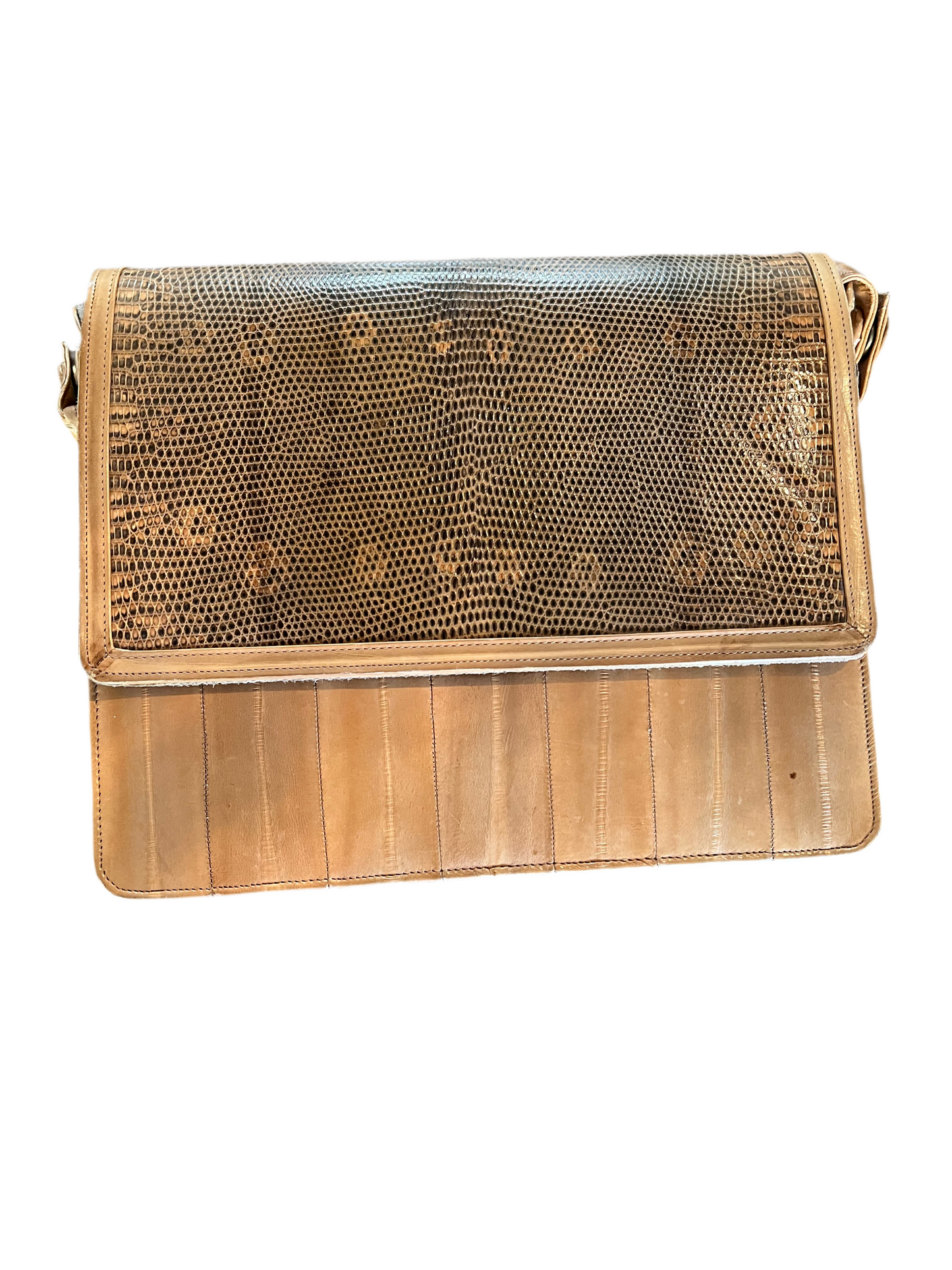 Vintage Eel & Lizard Skin Leather Box Crossbody