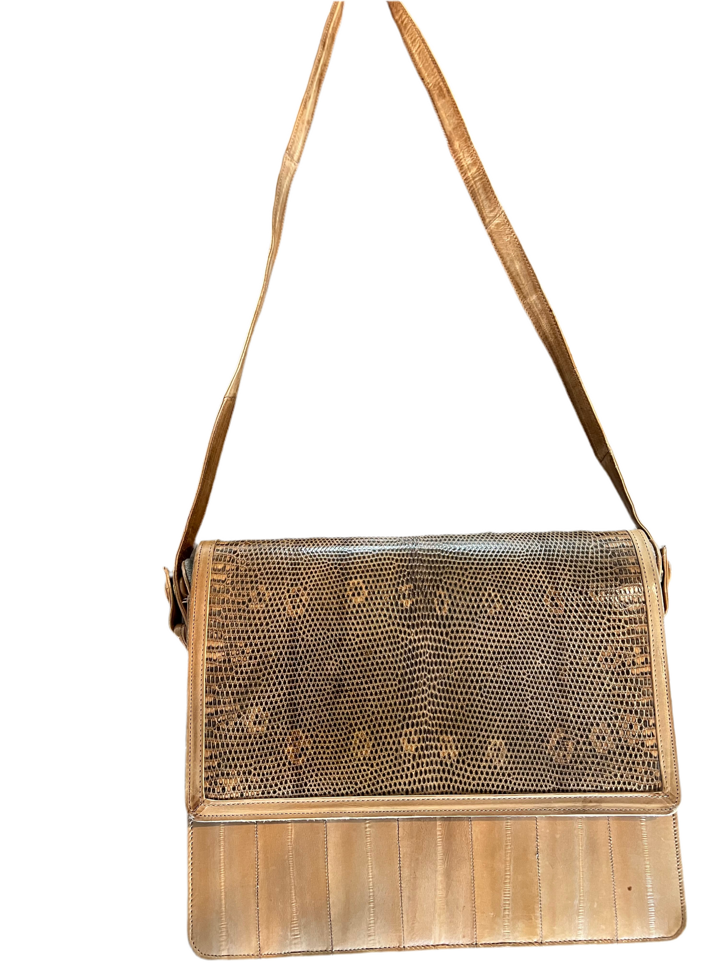 Vintage Eel & Lizard Skin Leather Box Crossbody