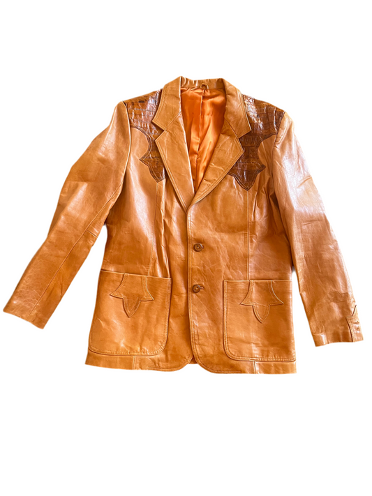 Men’s 70s Eel Skin Leather Golden Pioneer wear 44R
