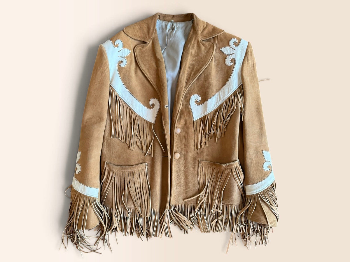 Vintage Hand-Stitched Suede Cowgirl Fringe Jacket