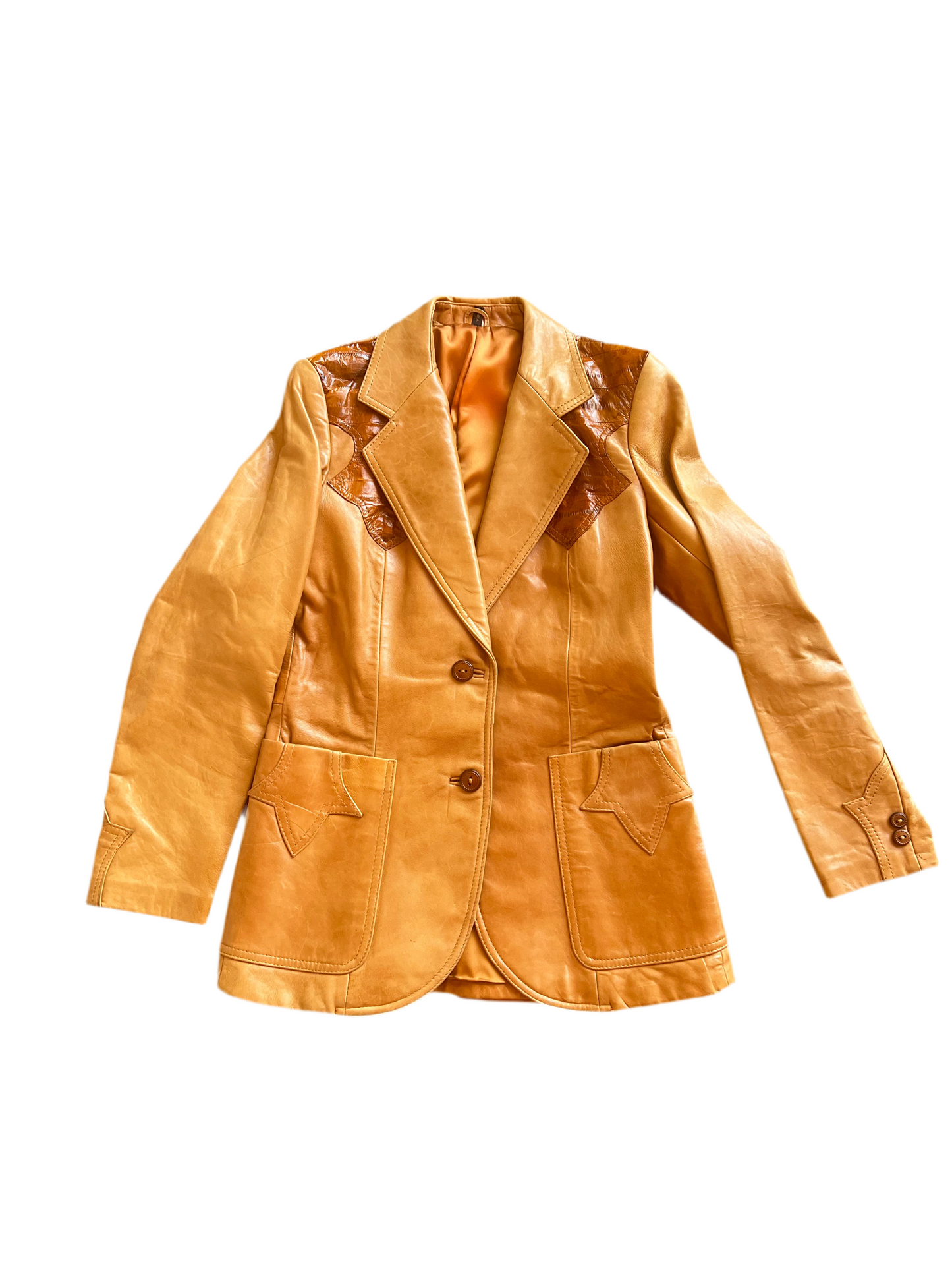 Vintage Pioneer Wear Eel Skin Leather Blazer Sz 8