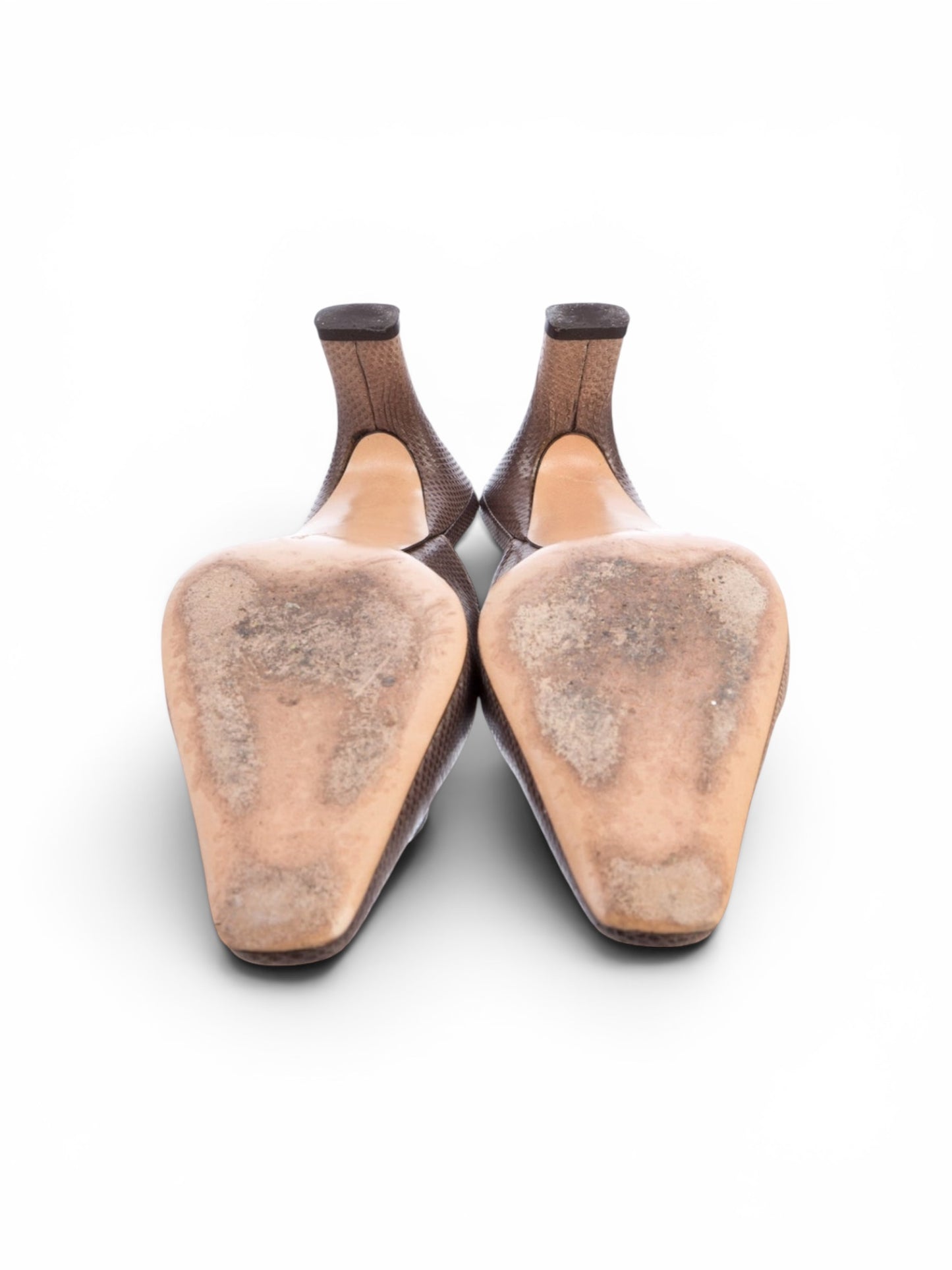 Vintage Salvatore Ferragamo Lizard Embossed Mule Heels