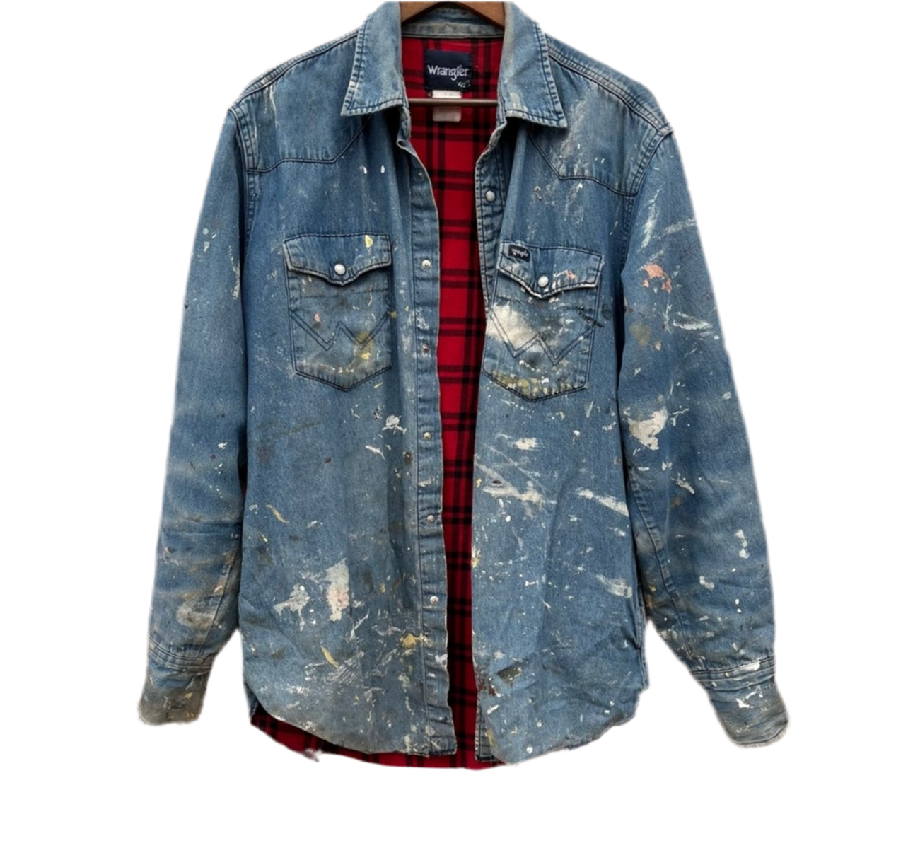 Vintage Wrangler Ranch Work Wear Distressed Snap
