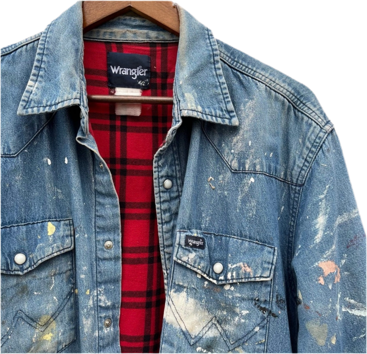 Vintage Wrangler Ranch Work Wear Distressed Snap