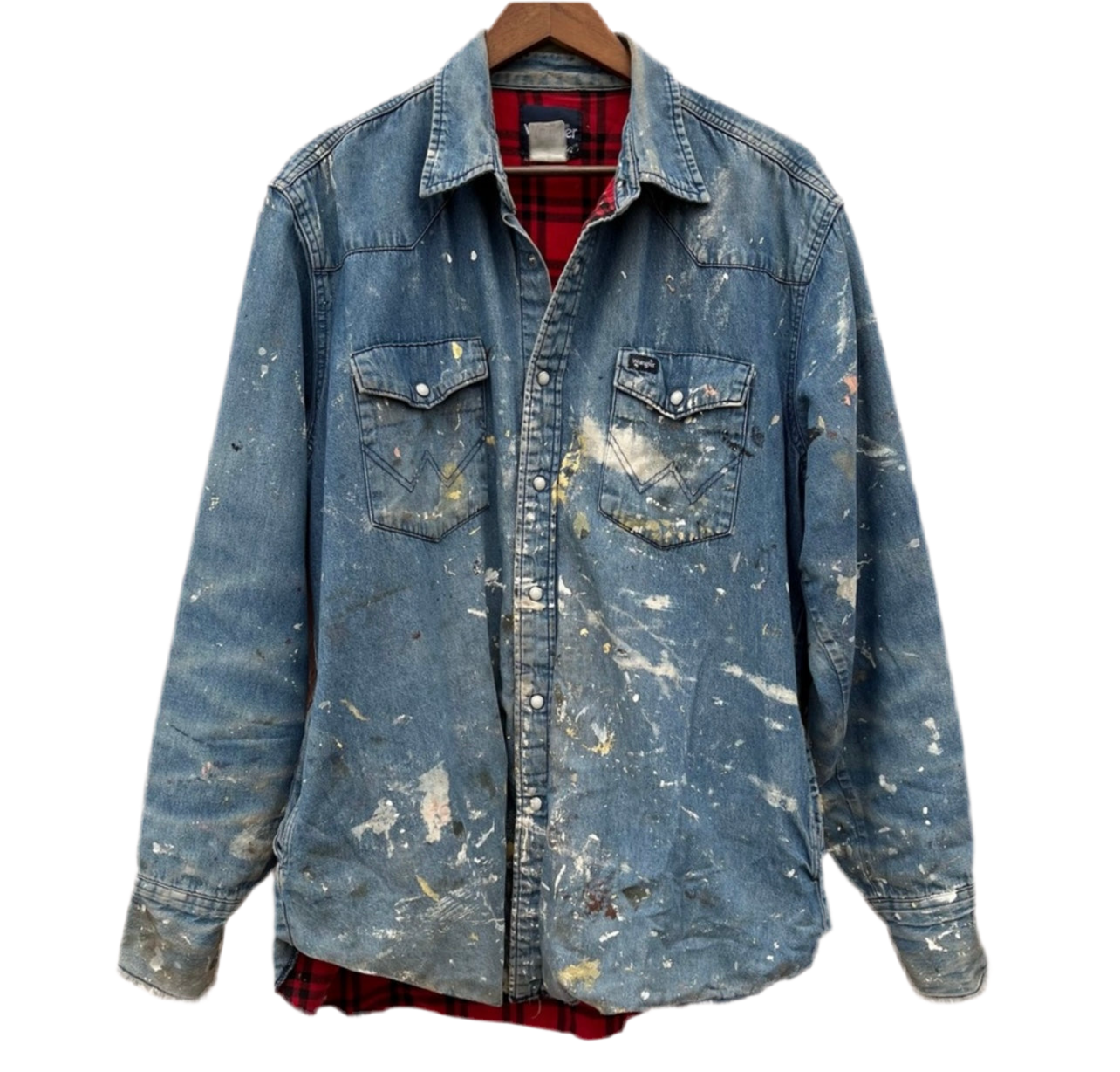 Vintage Wrangler Ranch Work Wear Distressed Snap
