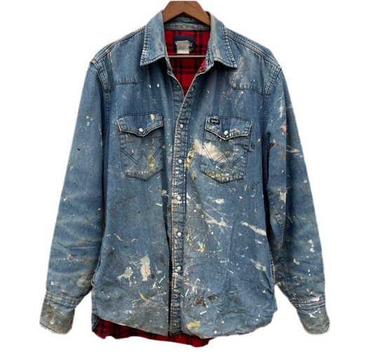 Vintage Wrangler Ranch Work Wear Distressed Snap