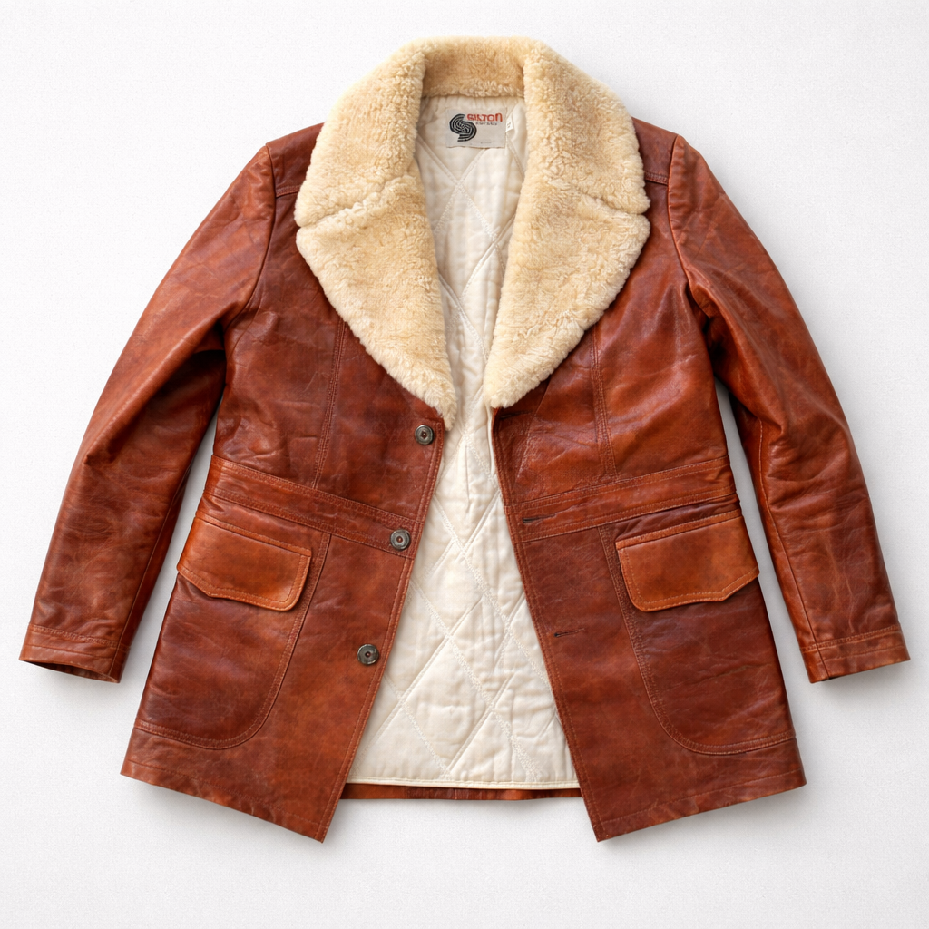 Silton 70s Sherling Men’s Leather Jacket Size 42