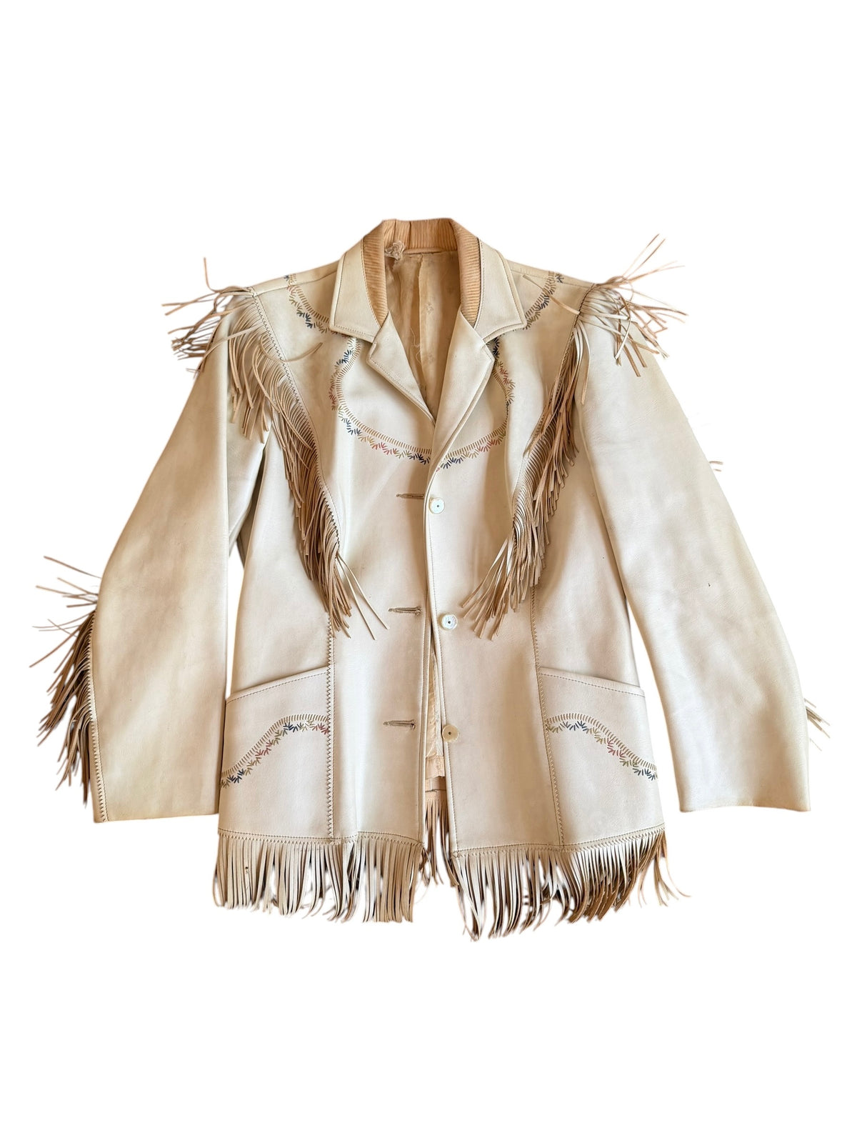 Vintage Ivory Pioneer 70s Fringe Western Jacket