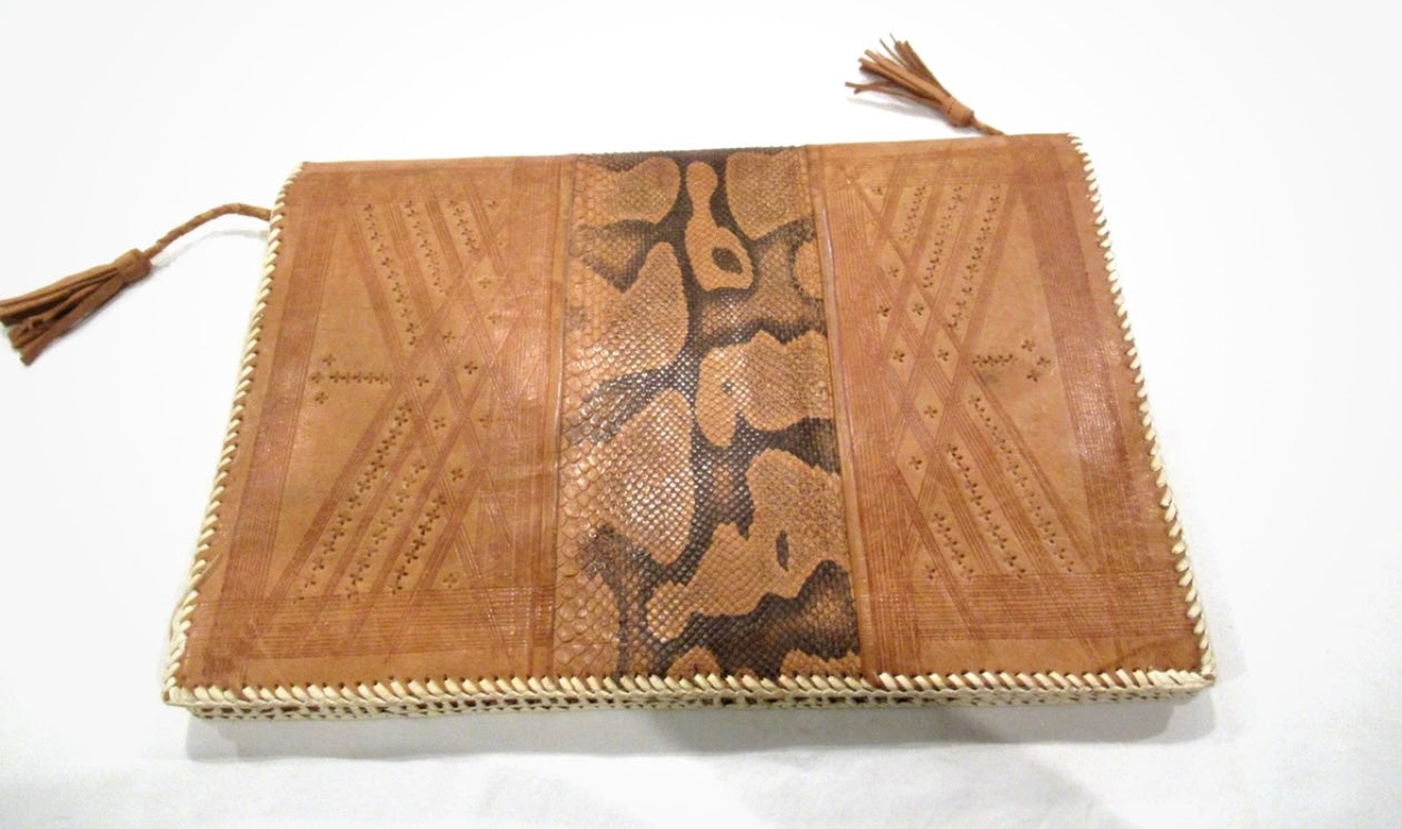 Vintage Python Leather Envelope Clutch